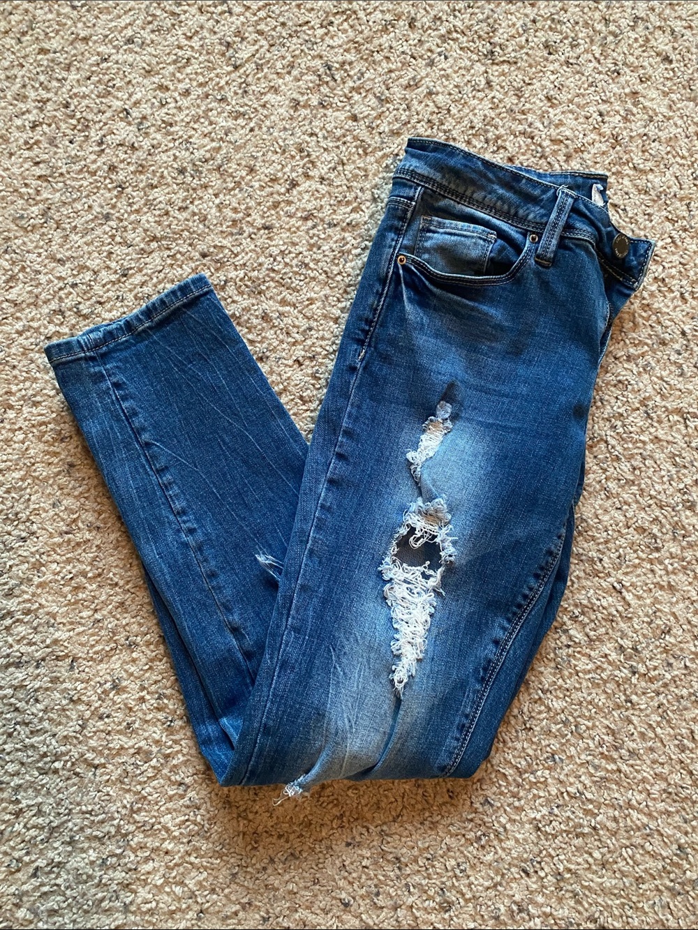 YMI Women’s Dark Blue Distressed Skinny Jeans (Anklet)